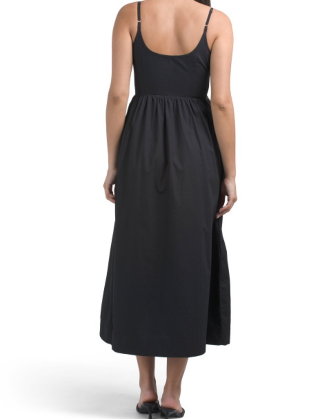 Moon River Black Spaghetti Strap Midi Dress with White Bow Accents - Picture 2 of 2